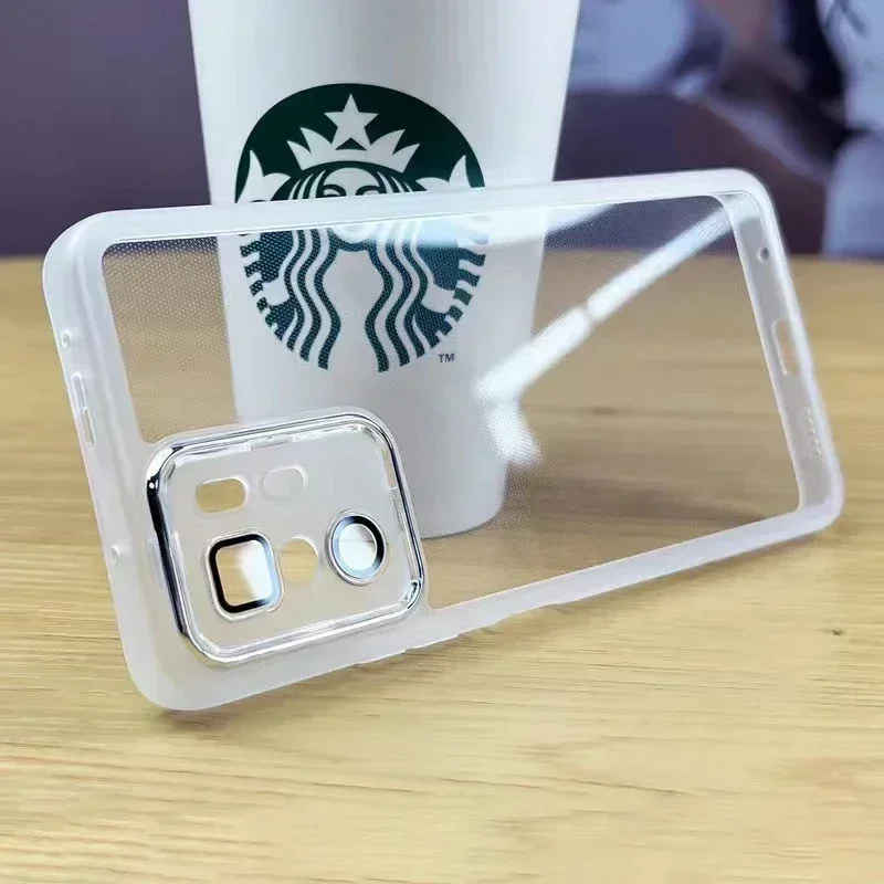 Funda de teléfono translúcida de silicona suave para Xiaomi Poco X3 GT X3GT 5G, película de lente de vidrio acrílico, Marco esmerilado, Funda trasera de lujo - imagen 2