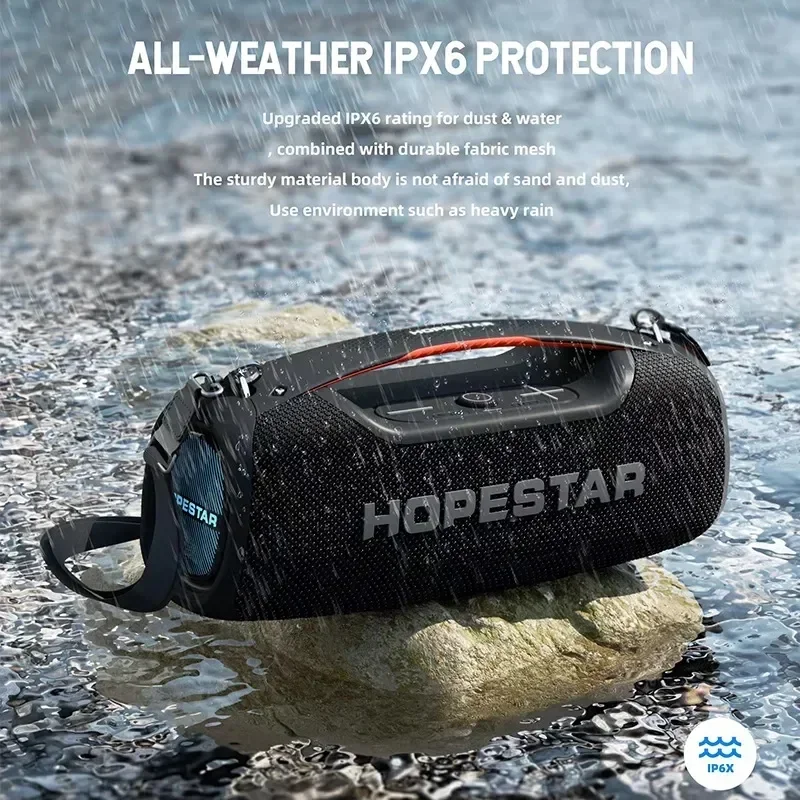 Hopestar-Altavoz Bluetooth A60 de alta potencia para exteriores, altavoz impermeable con micrófono, 100W - imagen 5