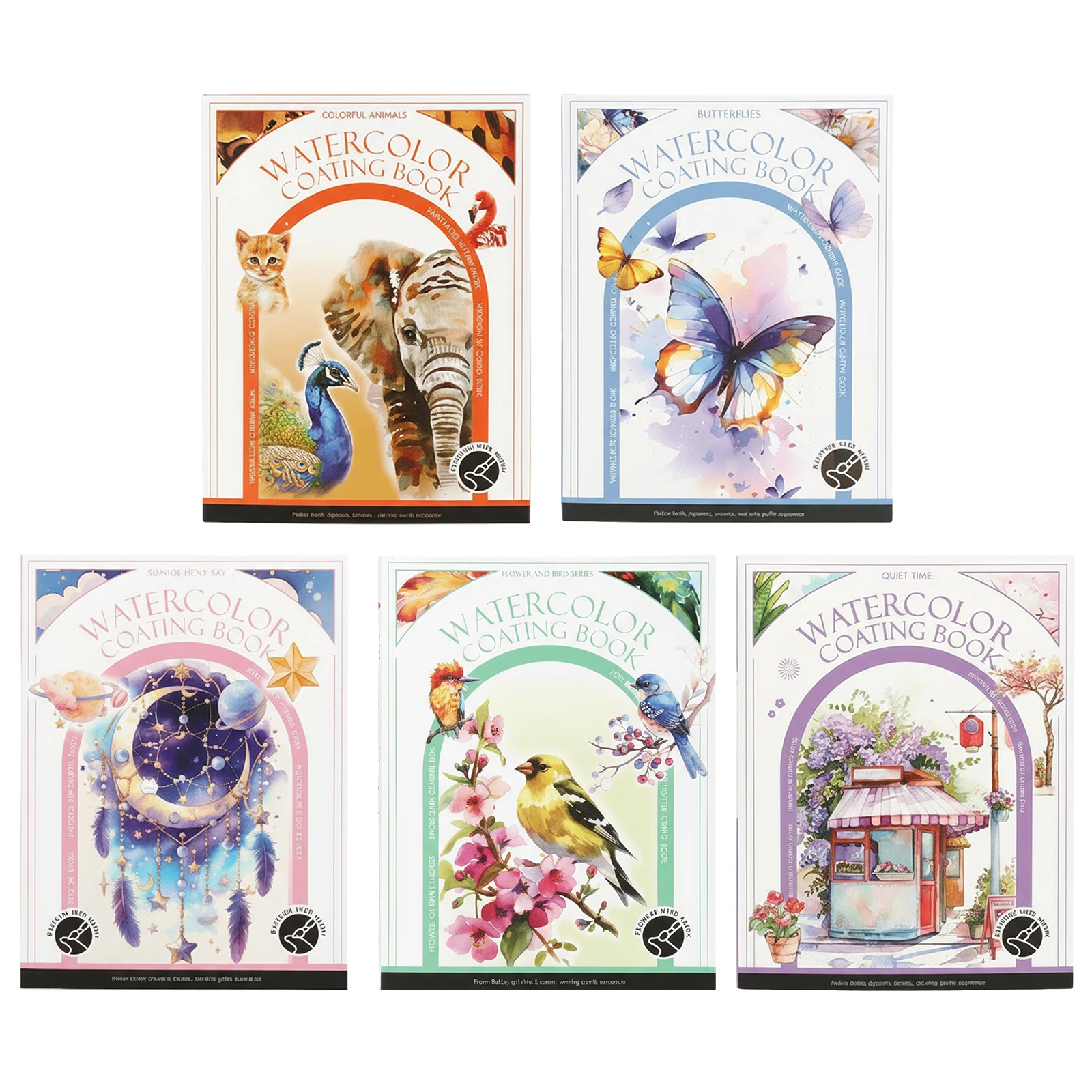 Juego de pintura de libro de papel para acuarelas con 12 pasteles de pintura de colores y pincel, libro de ejercicios de acuarela para principiantes - imagen 2