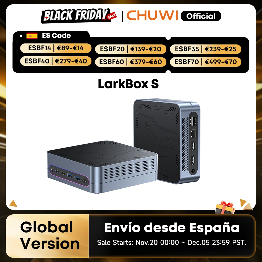CHUWI LarkBox S Mini PC Core 1220P 16GB RAM 512GB SSD PC para juegos UHD gráficos ordenador de escritorio Windows 11 con luz RGB - imagen 2
