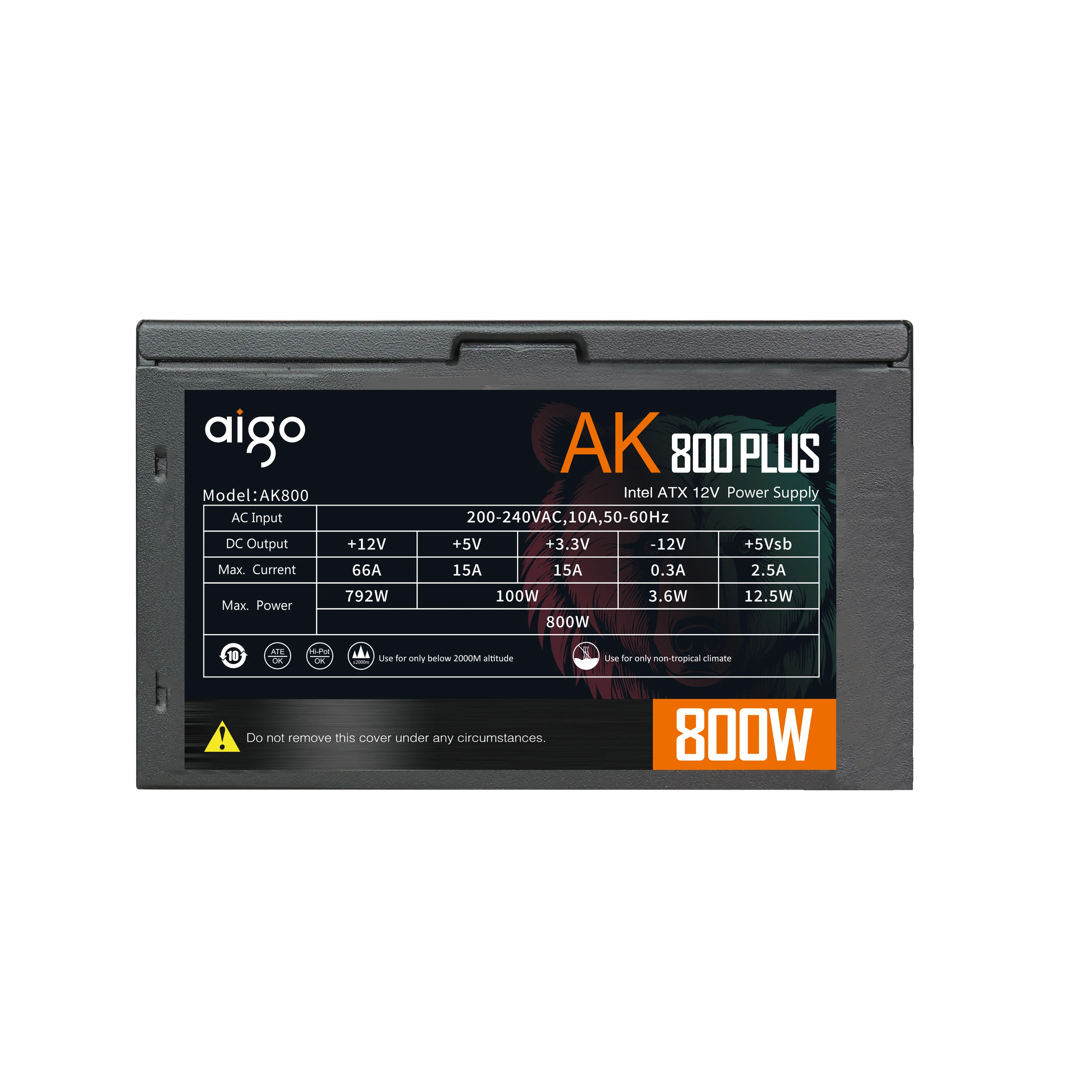 Aigo AK Fonte 800W fuente de alimentación RGB 120mm ventilador enchufe de la UE 24pin entrada 220V ATX Gaming DIY ordenador de escritorio PC Gabinetes Gamer PSU - imagen 2
