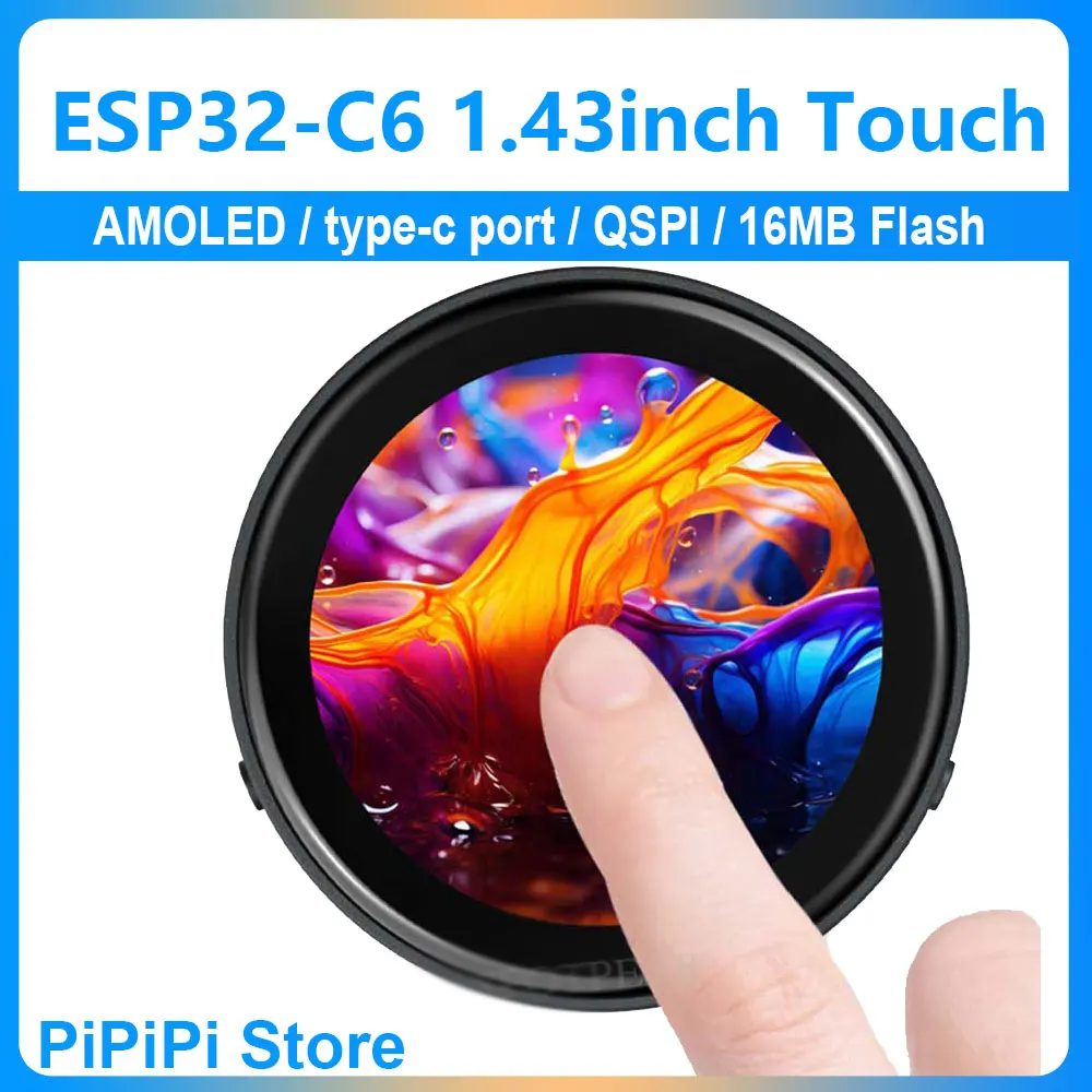 Placa de desarrollo ESP32 C6, pantalla AMOLED QSPI de 1,43 pulgadas, pantalla táctil de 1,43 pulgadas, micrófono Dual AudioI Deepseek N16R8