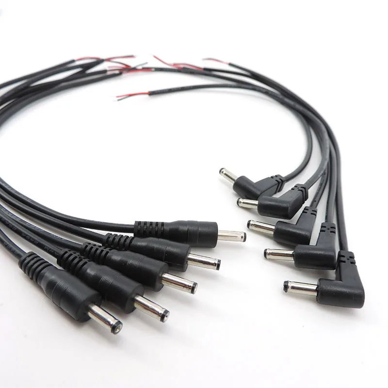 0,3 m 2 pines núcleo DC macho 3,5mm x 1,35mm ángulo recto 3,5 cable conector de fuente de alimentación Cable de enchufe extremos estañados reparación DIY