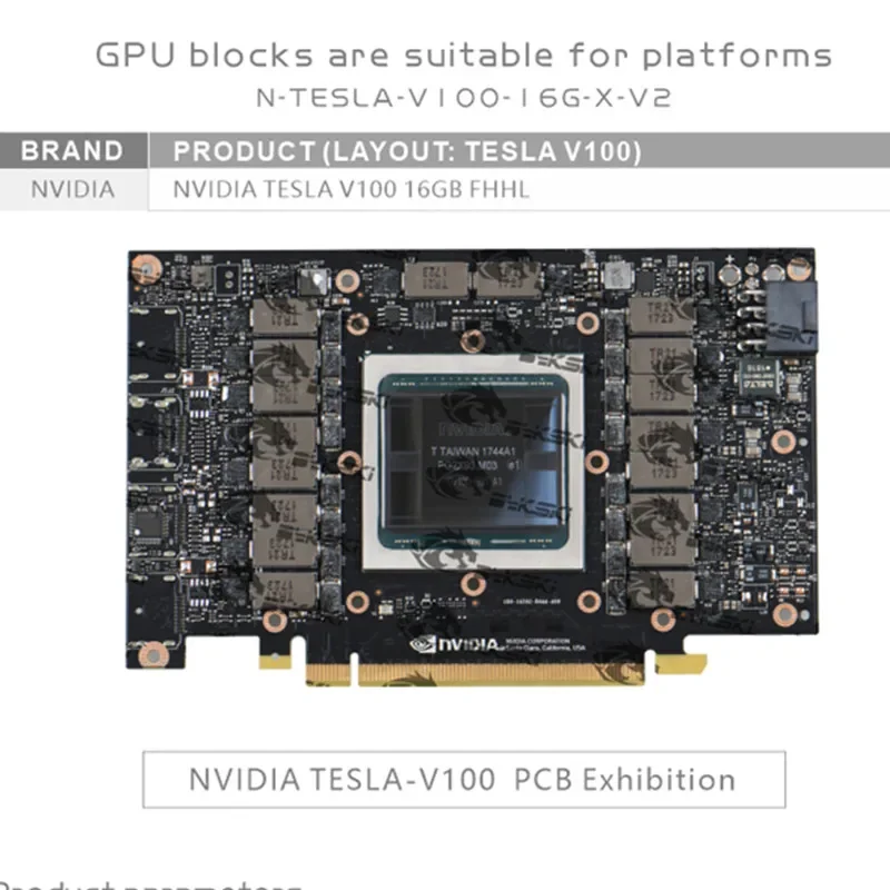 Bykski-Bloque de refrigeración por agua GPU para NVIDIA V100, 16GB, tarjeta de vídeo FHHL, radiador enfriador líquido VGA - imagen 2
