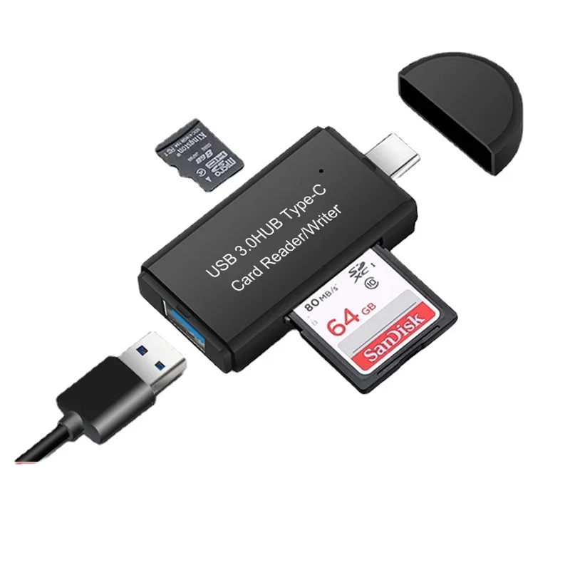 Adaptador Micro USB tipo C USB OTG 3,0 TF SD de alta velocidad para PC de cabecera de extensión de computadora tipo C