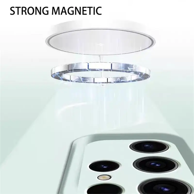 Funda de silicona líquida magnética con carga inalámbrica para Samsung Galaxy S22 S23 S24 S25 Ultra Plus, funda protectora esponjosa de piel suave - imagen 4