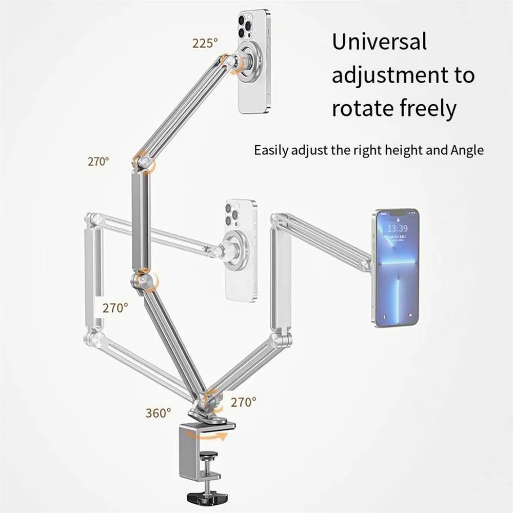 Soporte magnético de escritorio para teléfono móvil, brazo largo de Metal ajustable para tableta, Magsafe, Iphone, iPad, Xiaomi, novedad - imagen 2