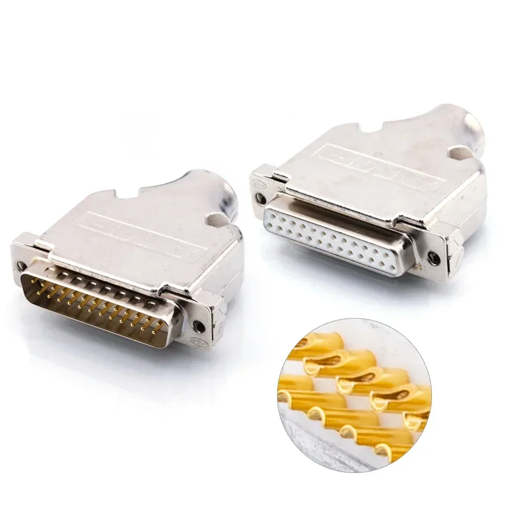 Kit de enchufe macho y hembra AMP DB25, carcasa de Metal, 2 filas, conector de puerto serie de 25 pines, D-SUB, 25 adaptadores, chapado en oro de aguja sólida - imagen 2