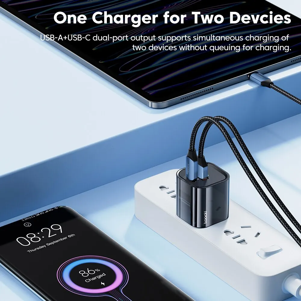 Toocki-cargador USB tipo C para teléfono móvil, dispositivo portátil de alta velocidad para iPhone, Xiaomi 13, Oneplus, Realme, PD3.0, QC3.0, PPS - imagen 4