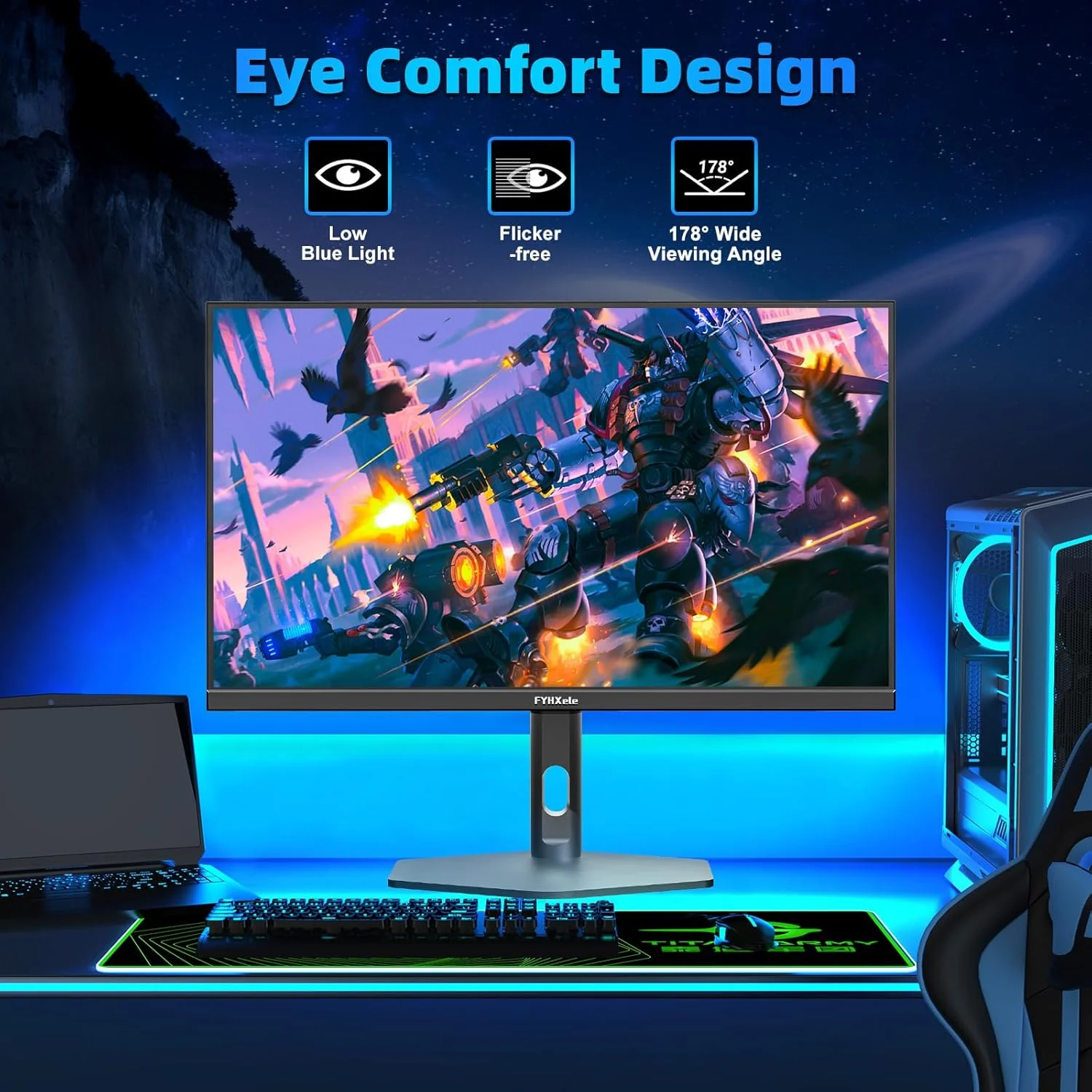 FYHXele 27ich 2K 300Hz Monitor para juegos 1440P 0.8ms Soporte ultrafino totalmente ajustable sin marco Soporte FreeSync VESA DP Puerto HDMI - imagen 4