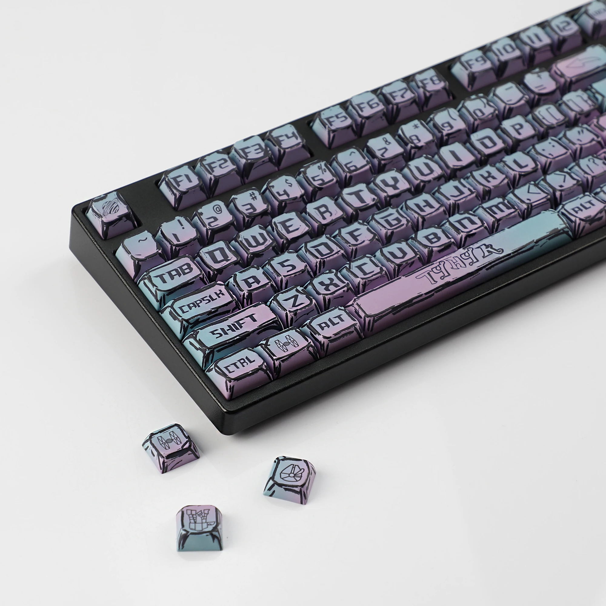 YMDK-teclas Punk con gradiente de 126 teclas, teclas Cherry MDA Profile Dye Sub PBT para teclado mecánico MX 61/64/75/84/87/100/104/108 - imagen 5