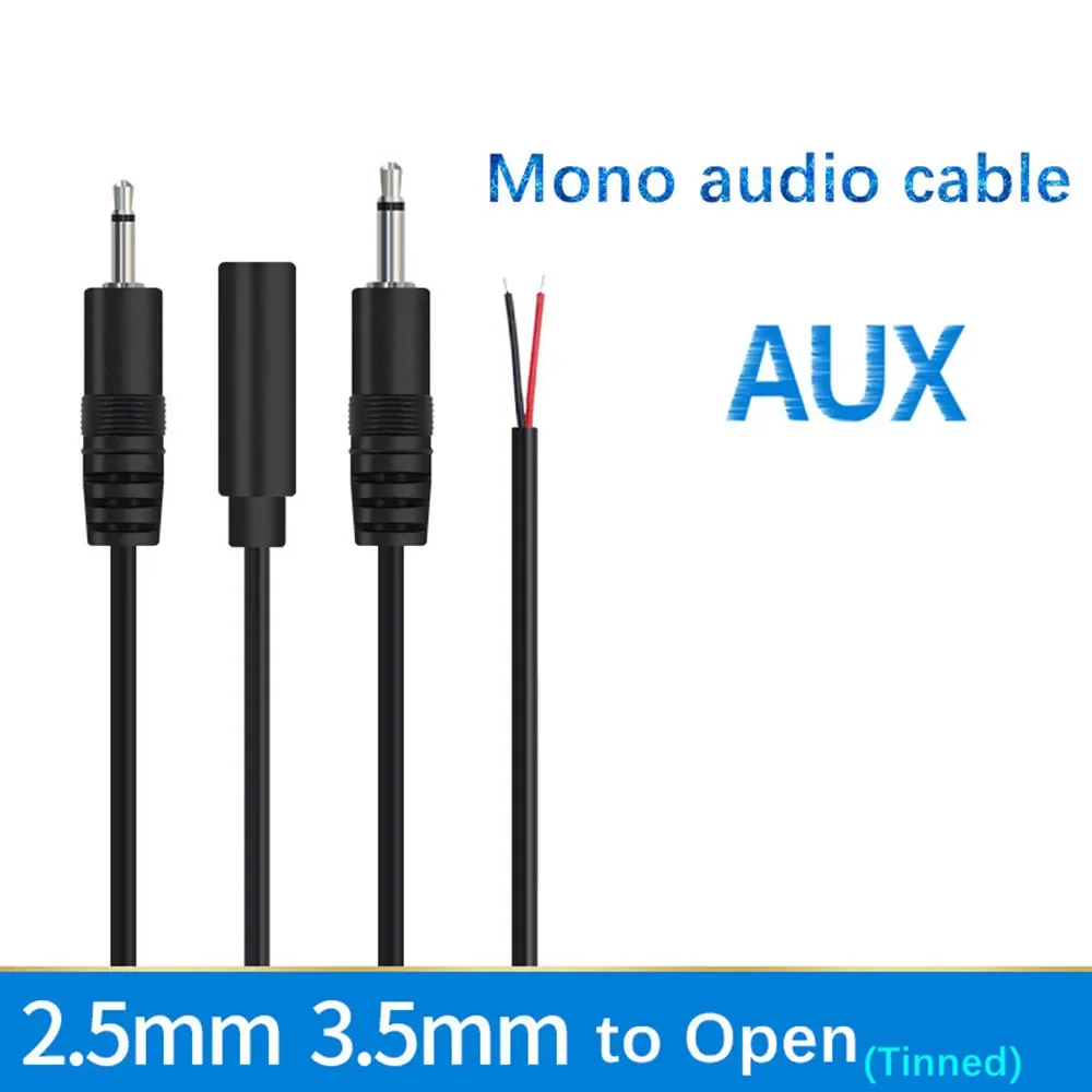 Cable conector de Audio Mono de 25CM, 2,5mm, 3,5mm, Cable de extensión de 2 pines, enchufe macho hembra, reparación DIY, conector de clavija de un solo cabezal