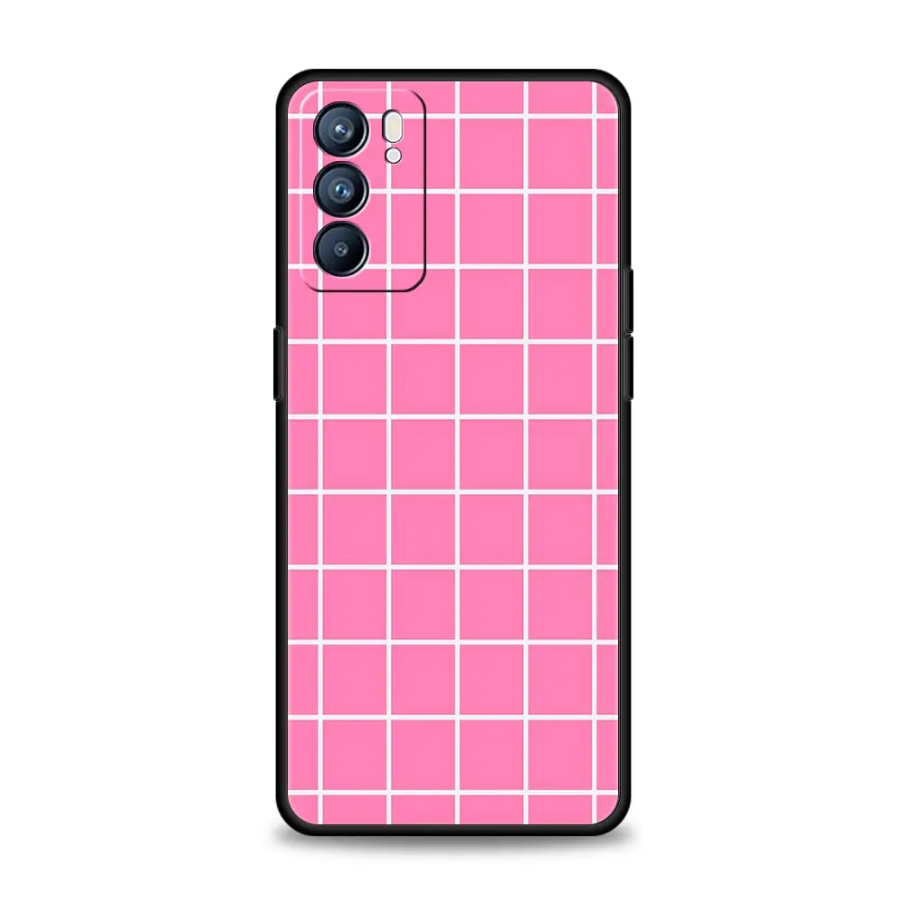 Funda de teléfono con rejilla rosa para Oppo Reno14 Reno13 Reno12 11 F 10 Find X5 X9 Pro A54 5G A53 A52 A9 A16 A74 A78 4G A79 A80 A98 - imagen 4