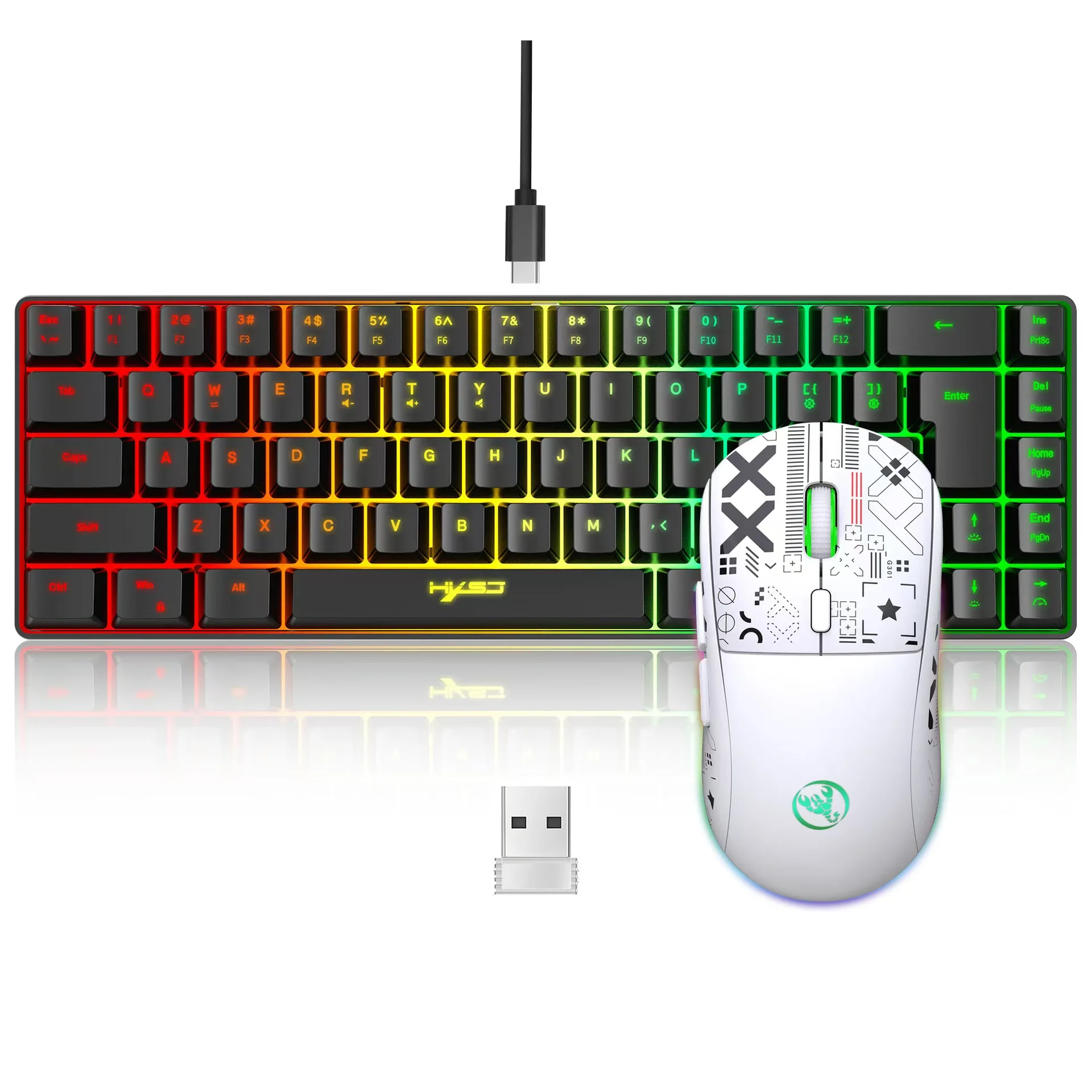 60% juego de combinación de teclado y ratón gamer teclado blanco combo ordenador teclados con cable ratones teclado de oficina para ordenador portátil - imagen 5