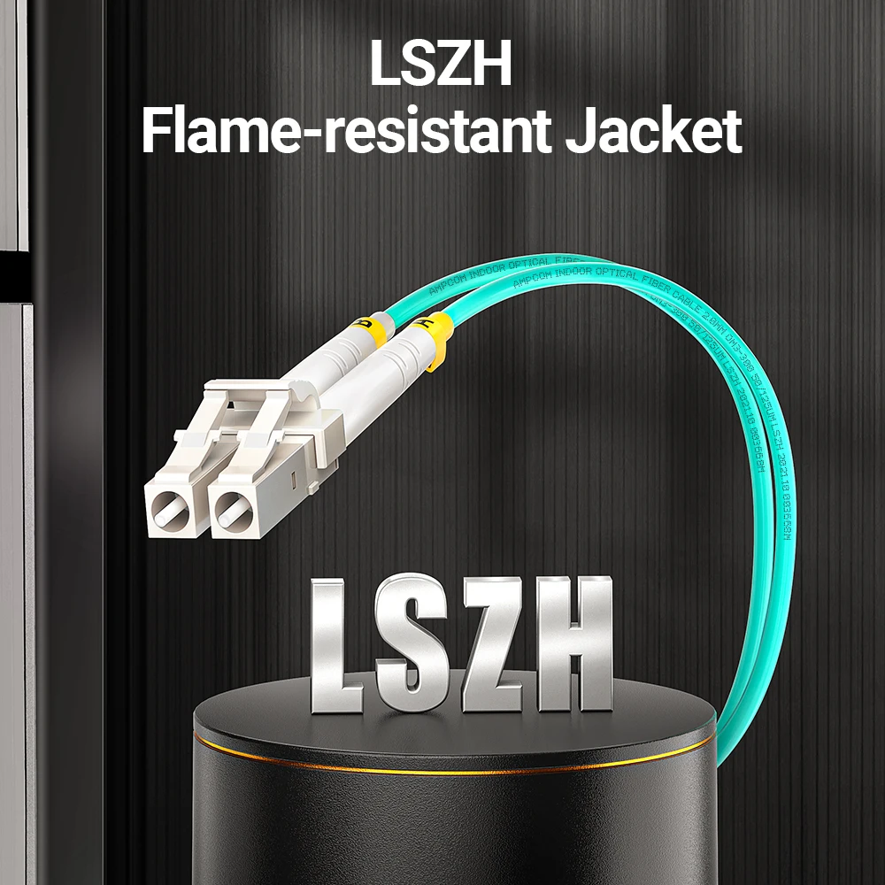 AMPCOM LC a SC UPC OM3 Cable de conexión de fibra óptica multimodo dúplex, 50/125μm, OD 2,0 mm, LSZH OFNR, 1-100 metros - imagen 2