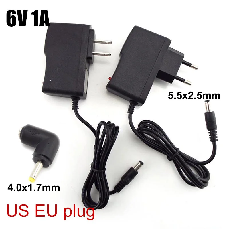 Cargador de pared de 6V, 1A, 2A, 3A, CA a CC, 100V-240V, fuente de alimentación de 1000Ma, 1,7mm x Adaptador convertidor de 4,0, transformador de carga con enchufe europeo