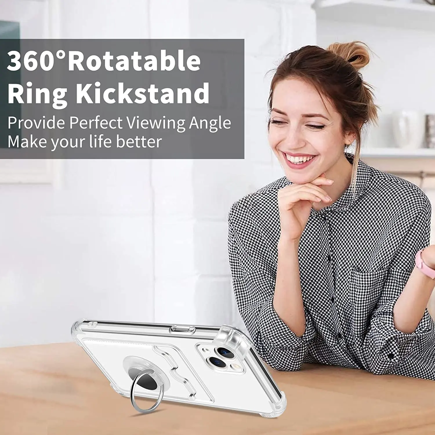 Funda transparente de TPU suave a prueba de golpes con ranura para tarjeta de soporte de anillo para Huawei Mate 50 Pro 40 30 P50 P60 P40 Honor 50 70 80 X8 Nova 9 10SE - imagen 4