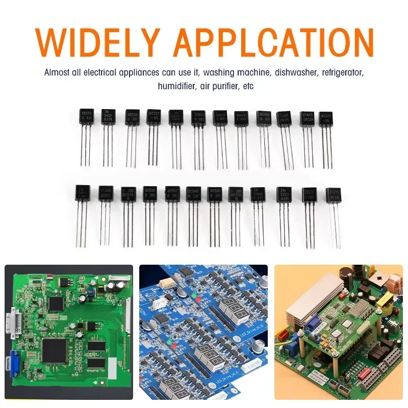 50-900 Uds Kit de transistores PNP NPN A1015 S8050 S8550 S9012 C1815 MJE13001 2N3904 2N3906 BC327 BC337 BC517 BC547 BC548 BC549 BC558 - imagen 5
