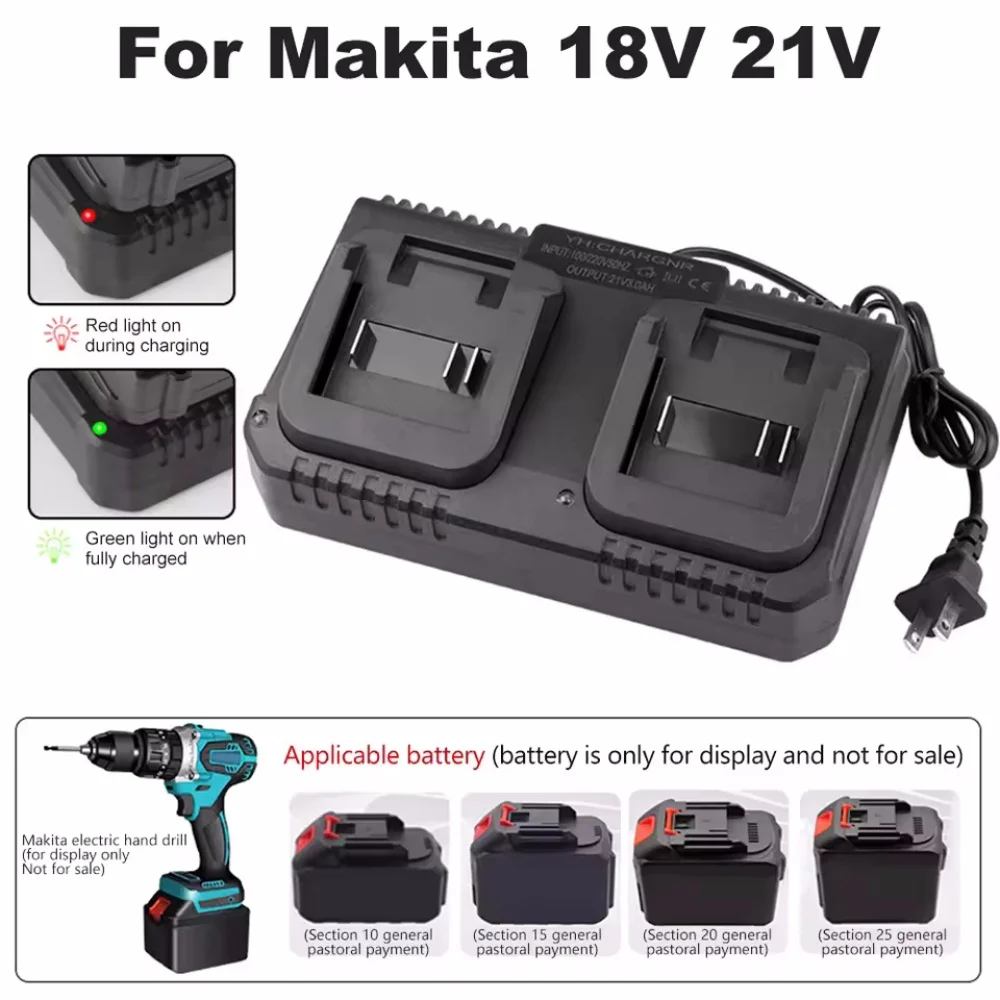 Cargador de batería Dual para Makita BL1415 BL1815 BL1830 BL1850 enchufe estadounidense/europeo 18V 21V MAX Li ion cargador de batería 2 ranuras Kit electrónico - imagen 2