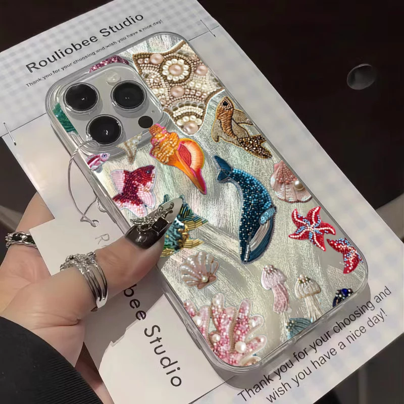 Funda de teléfono con patrón de elementos oceánicos con personalidad para Samsung Galaxy S25 Ultra S24 FE S23 Plus S22 S21 A56 A36 A26 A35 A55 A54