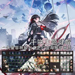 108 teclas/juego Wuthering Waves CHISA Keycap PBT teclas retroiluminadas laterales dibujos animados Anime Gaming Key Caps para teclado ANSI 61 87 104 108