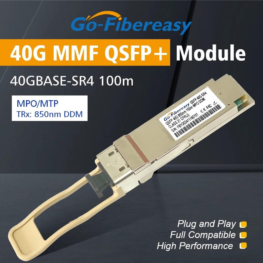 Módulo transceptor óptico QSFP 40G 100m SR4 MPO QSFP + 850nm 40GBASE-SR4 Compatible con interruptor de fibra Mellanox/Mikrotik/Cisco