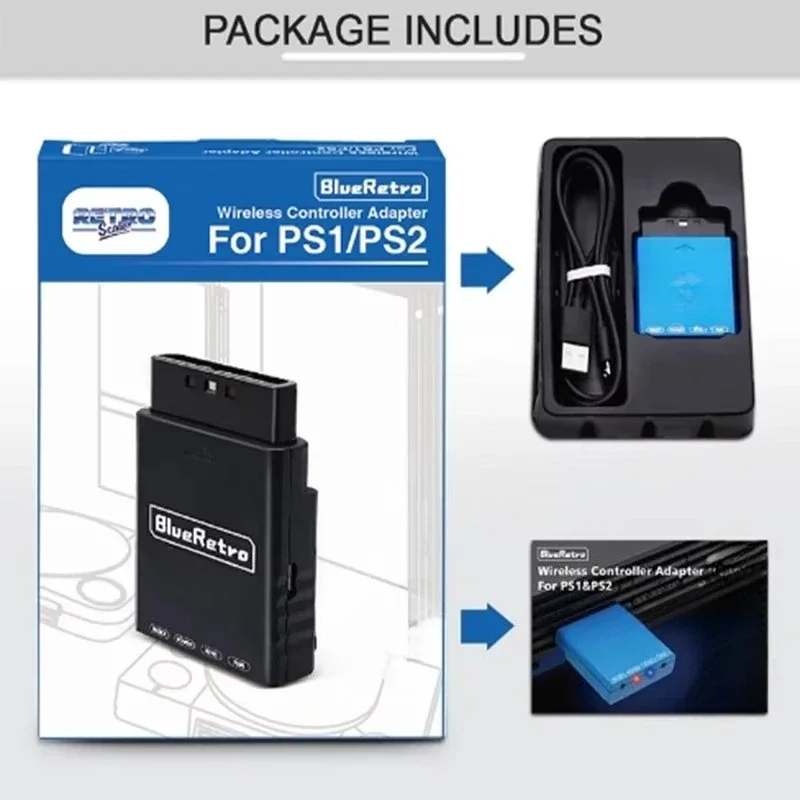 Adaptador de controlador inalámbrico para consola PS1/PS2/PS3/PS4/PS5, convertidor de videojuegos Retro, adaptador BT - imagen 5