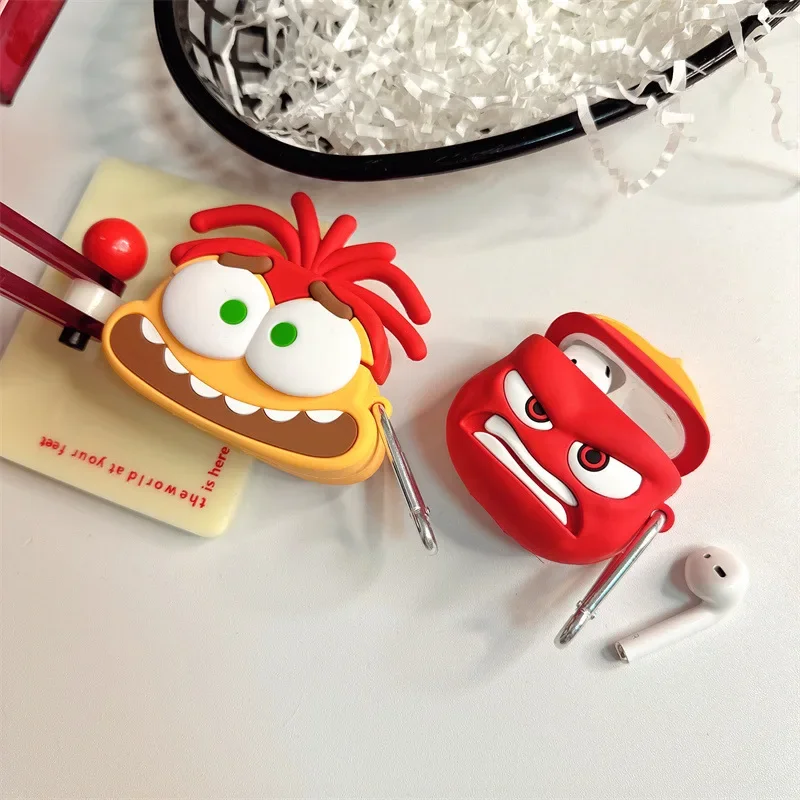 Brain Agent Team Angry Apple Bluetooth funda para auriculares adecuada para Airpods 4 3 2 1 Pro 2 silicona anticaída Airpods 1st Genat - imagen 4