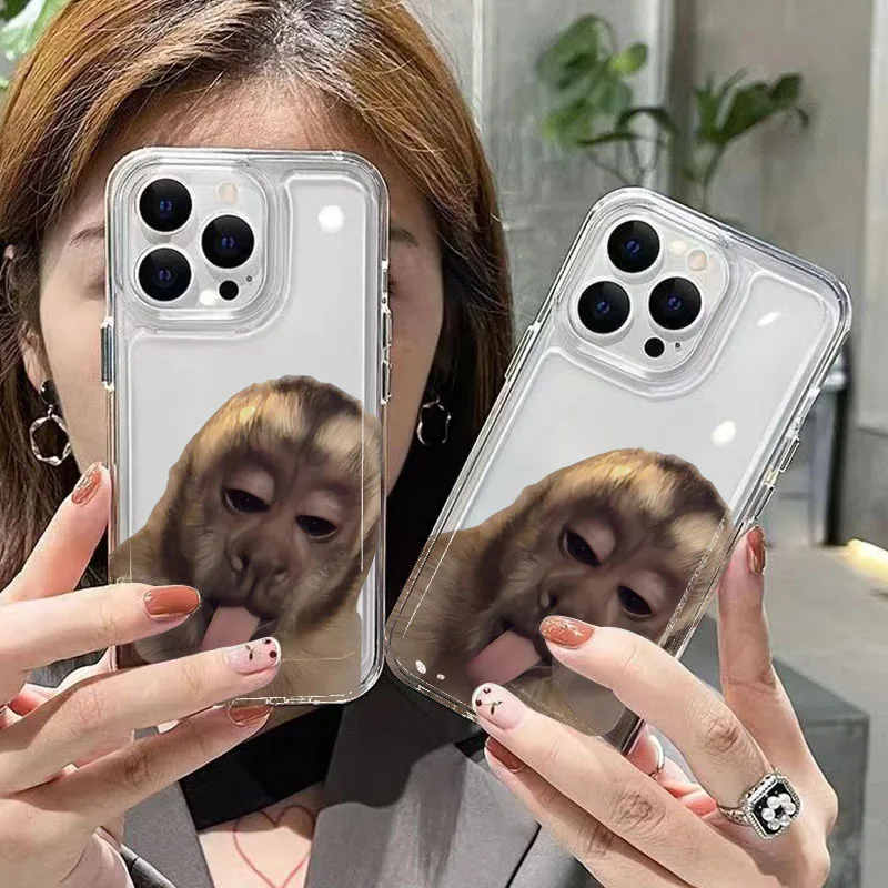 Funda de teléfono transparente suave con gráfico de mono para Samsung Galaxy A16 A15 A35 A36 A56 A54 A53 A55 S25 S24 Ultra S23 S22 Plus S21 FE - imagen 2