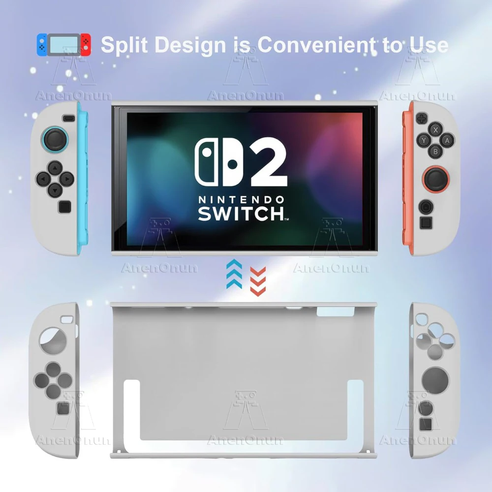 Switch 2 TPU+PC Funda dividida Protección integral A prueba de golpes Antiarañazos Durable Carcasa suave Agarre antideslizante Cubierta completa Piel - Blanco - imagen 3