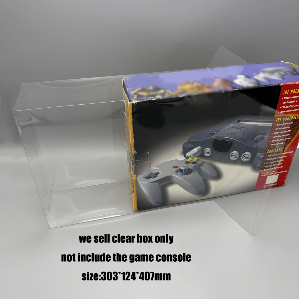 Cubierta protectora transparente de PET de alta calidad para consola Nintendo64 N64, caja de presentación de colección versión estadounidense, funda transparente - imagen 2