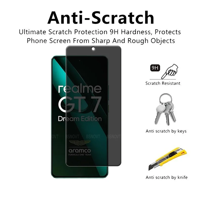 1/2/3/4 Uds para Realme GT 7 Dream Edition vidrio templado privacidad Anti-espía pegamento cubierta Protector de pantalla Realme GT 7 Dream Edition - imagen 2