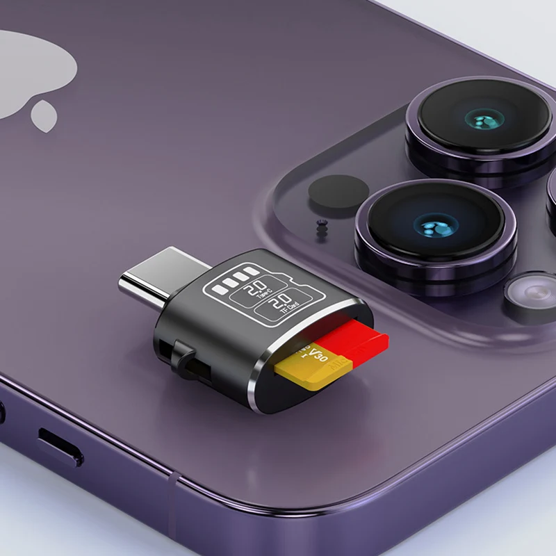 Lector de tarjetas OTG tipo C para unidad Flash Micro SD, grabador de tarjetas de memoria de teléfono TF para iPhone15, Huawei, Xiaomi, adaptador de transferencia de datos - imagen 4
