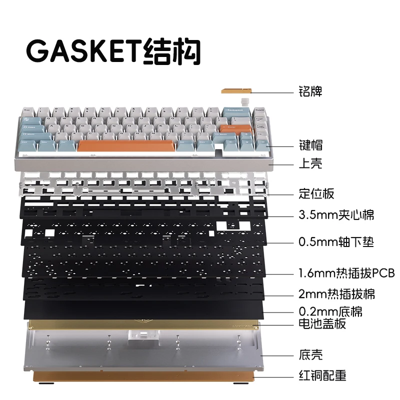 LUMINKEY65 Teclado mecánico 3 modos Bluetooth interruptor Gateron inalámbrico CNC Kit de carcasa de aluminio junta de intercambio en caliente teclado de juego - imagen 5