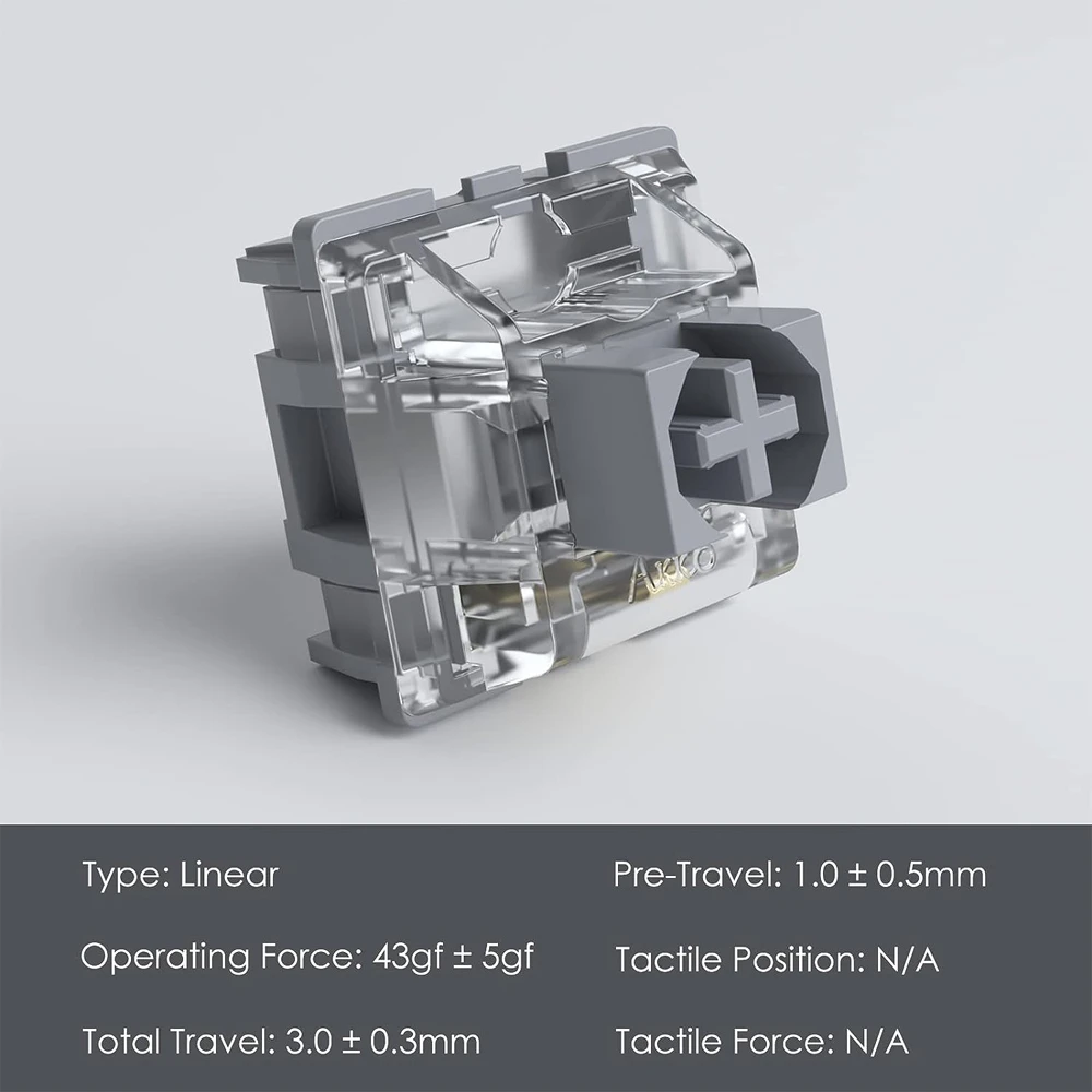 Akko V3 pro Silver Switches 5-poliger 40-gf-Linearschalter mit staubdichtem Schaft, kompatibel mit mechanischer MX-Tastatur (45 Stück) - imagen 5