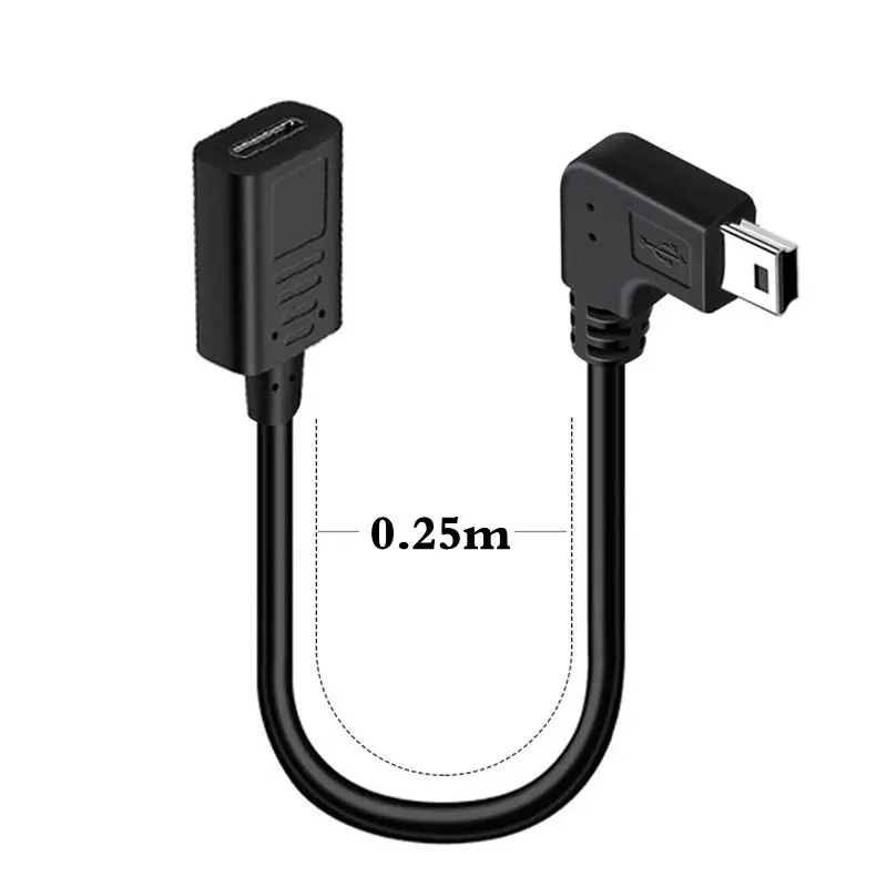 Convertidor Mini USB macho a hembra tipo C de 0,25 m, grabadora de conducción de coche con puerto T, adaptador electrónico tipo C para perros - imagen 2