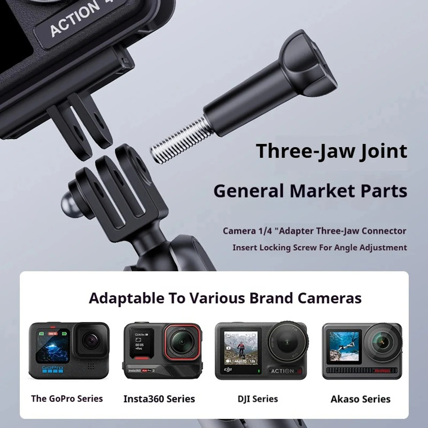 Soporte eléctrico para coche con ventosa, para DJI Action 6 5 Pro Action 4 3 GoPro Mini Hero 13 12 11 10 9 Insta360 X5 X4 X3 Ace Pro - imagen 3