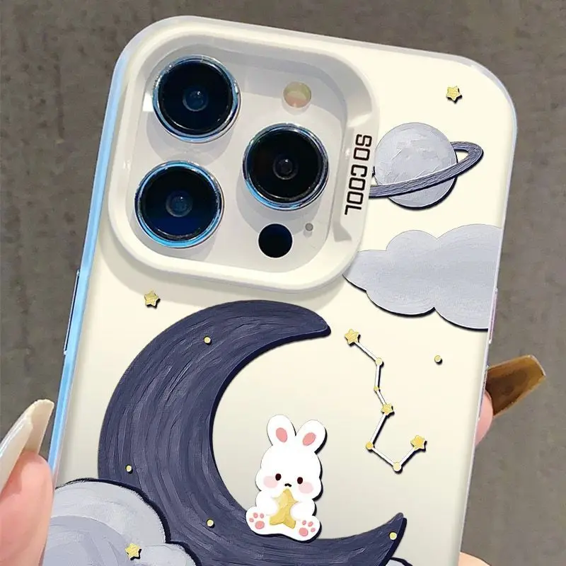 Funda de teléfono con patrón de conejo blanco estrellado para Samsung Galaxy S23 S24 S25 Ultra S22 S21 S20 Plus FE A15 A35 A55, cubierta dura mate - imagen 4