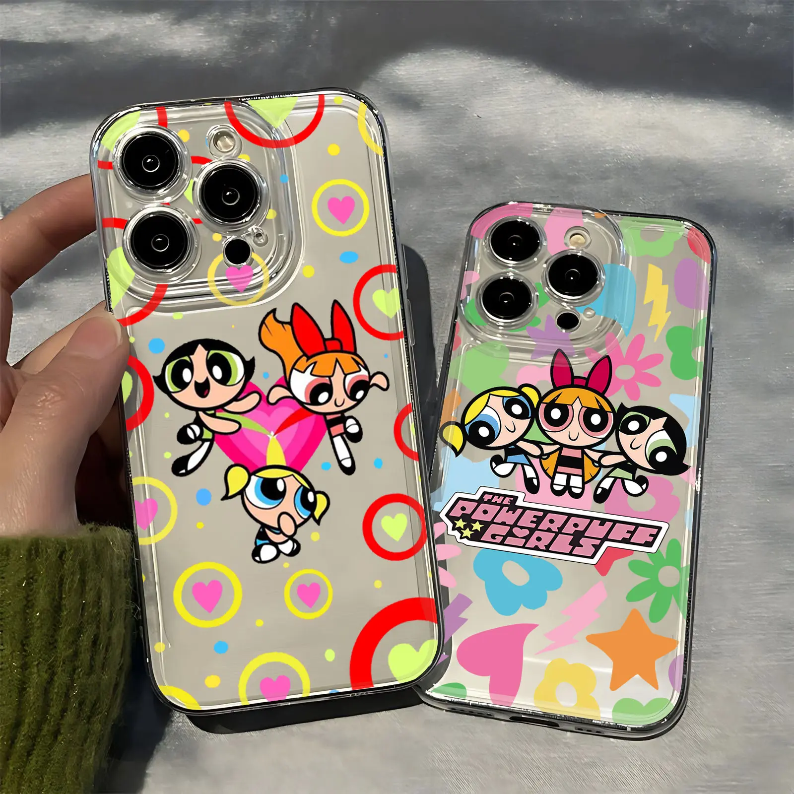 Funda de teléfono con dibujos animados Powerpuff Girls para iPhone 16 15 14 13 12 Mini Pro Max X XR XSMax 7 8 Plus, parte trasera de TPU suave transparente - imagen 4