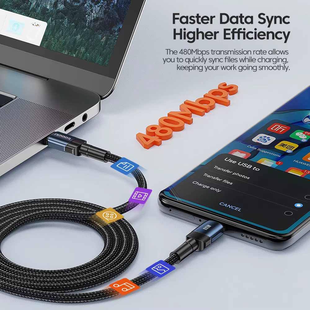 Toocki Cable USB-C 100W Carga Rápida para MacBook Samsung - imagen 5