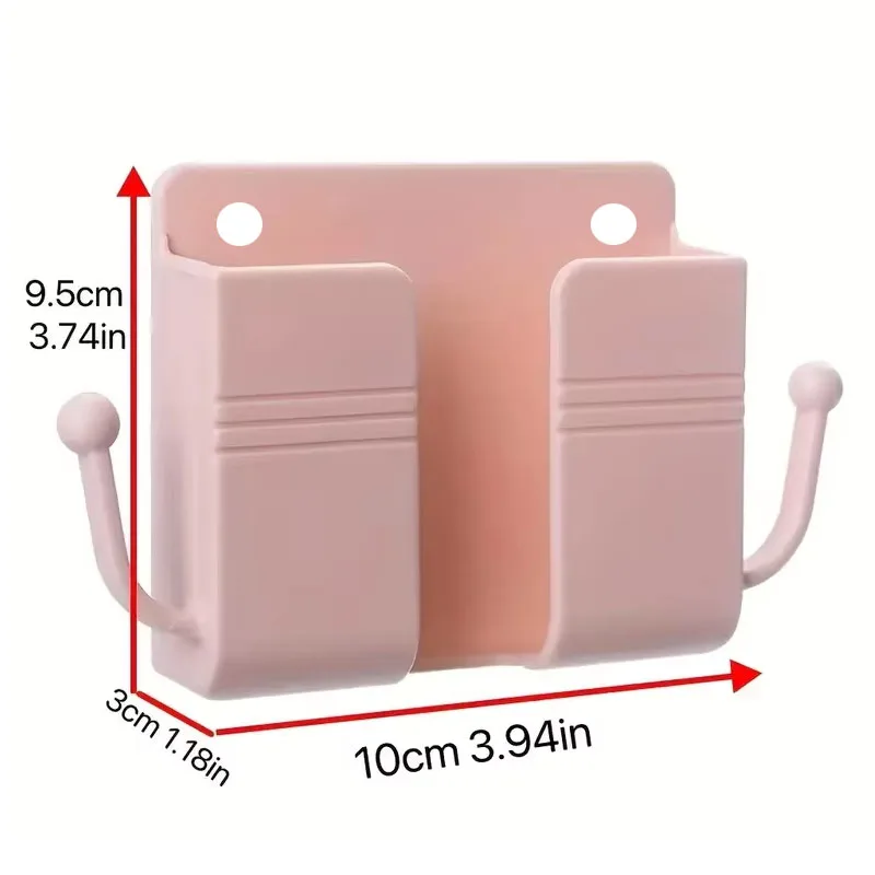 Soporte adhesivo para teléfono de montaje en pared con ganchos, caja de almacenamiento para Control remoto de teléfono móvil, caja de almacenamiento para dormitorio, cocina, 1 ud. - imagen 4