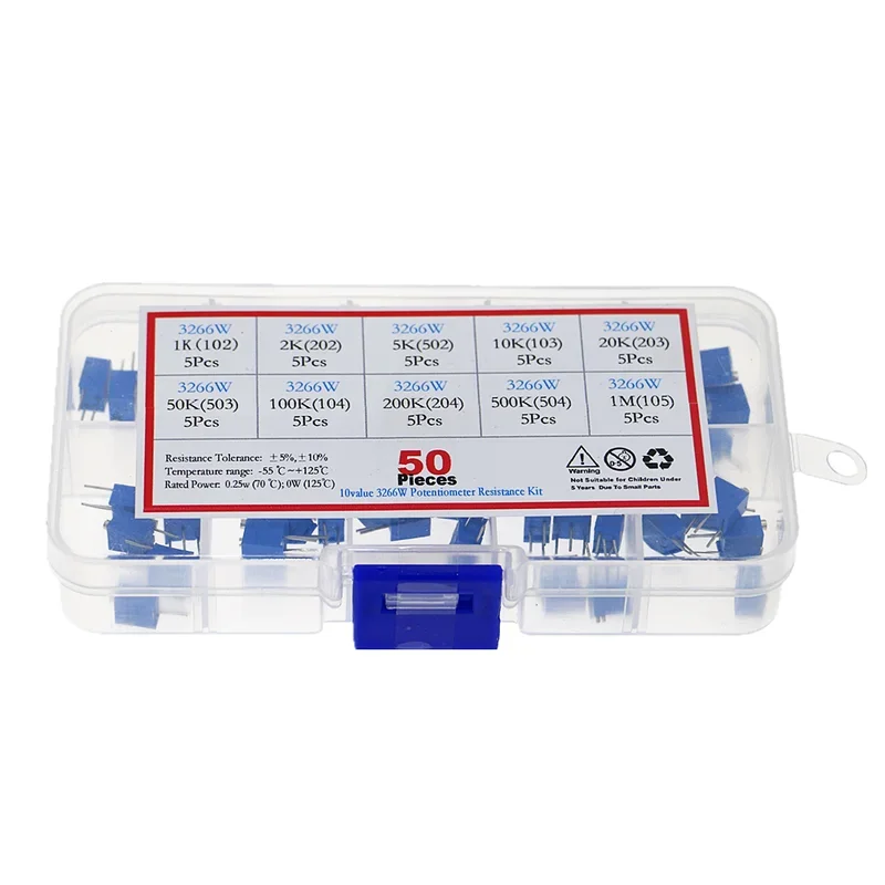 50 Uds 3266W serie 1K 2K 5K 10K 20K 50K 100K 200K 500K 1M potenciómetro multivuelta resistencias variables juego surtido - imagen 2