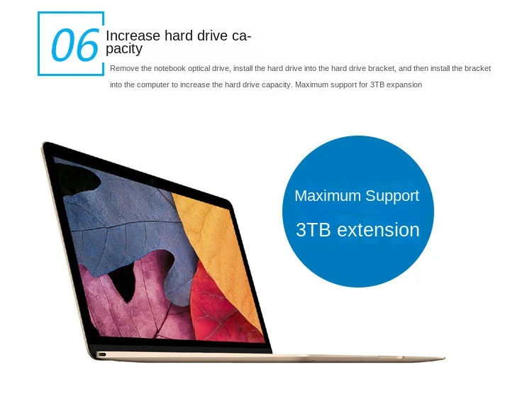 Caja de disco duro HDD Caddy SSD SATA 3,0, adaptador optibay de 2,5 ", carcasa Caddy de 9,5/12,7mm para ordenador portátil, CD, DVD, bahía óptica - imagen 5