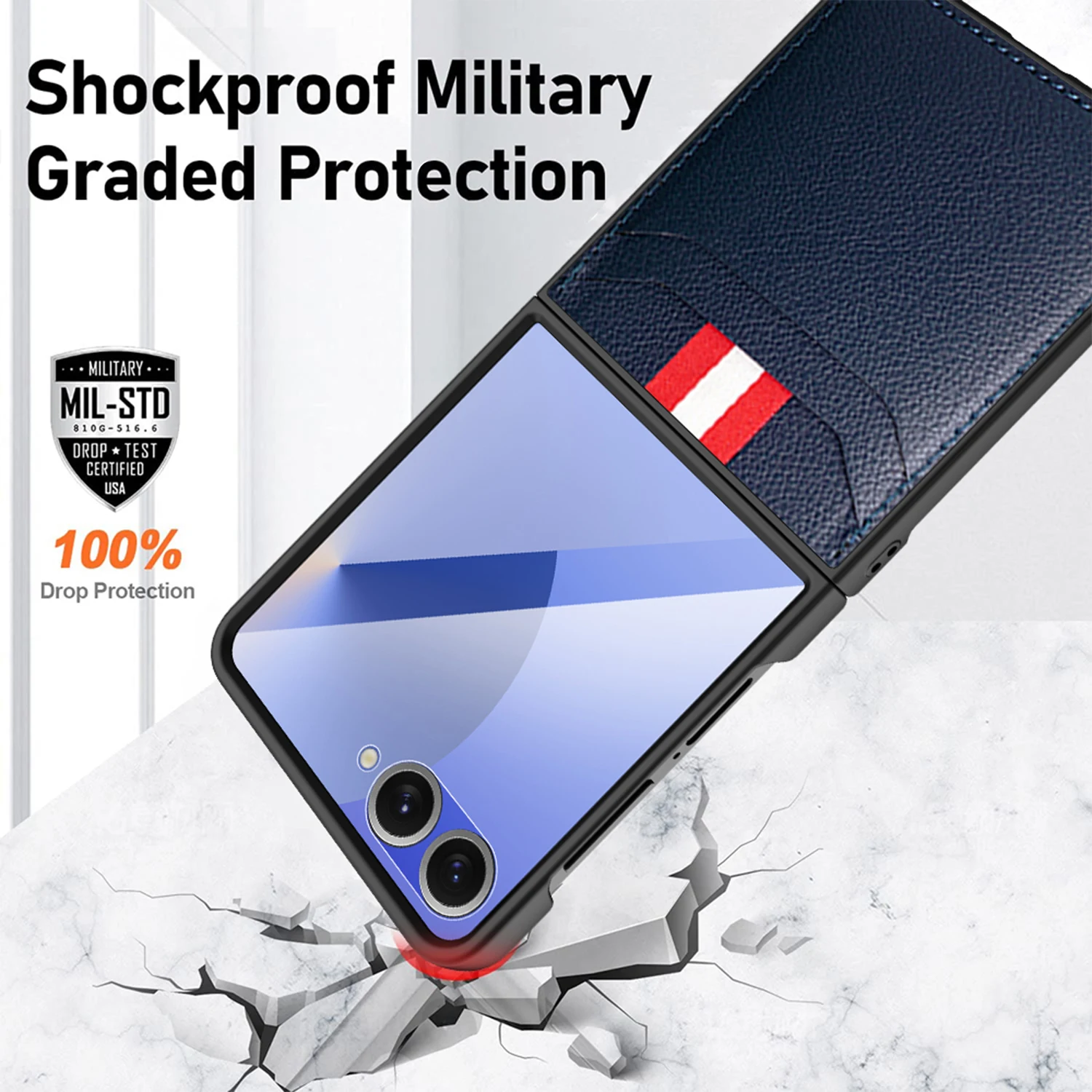 Para Samsung Galaxy Z Flip 7 funda de lujo Lichee PU cuero tarjeta de piel funda protectora trasera para Samsung Z Flip 7 6 5 4 Shell - imagen 5