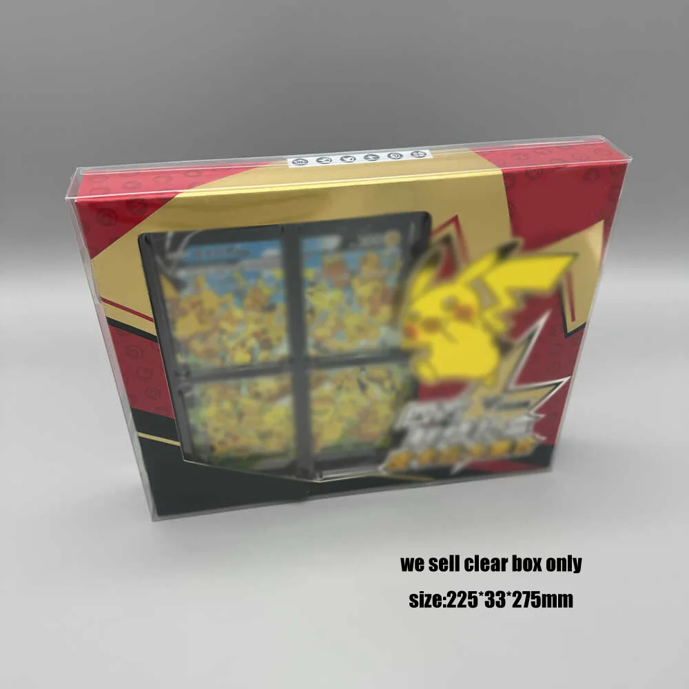 Caja de presentación transparente PET de alta calidad para Pokemen PTCG CN, caja de regalo con conexión de cuatro partes, caja de protección, caja de almacenamiento
