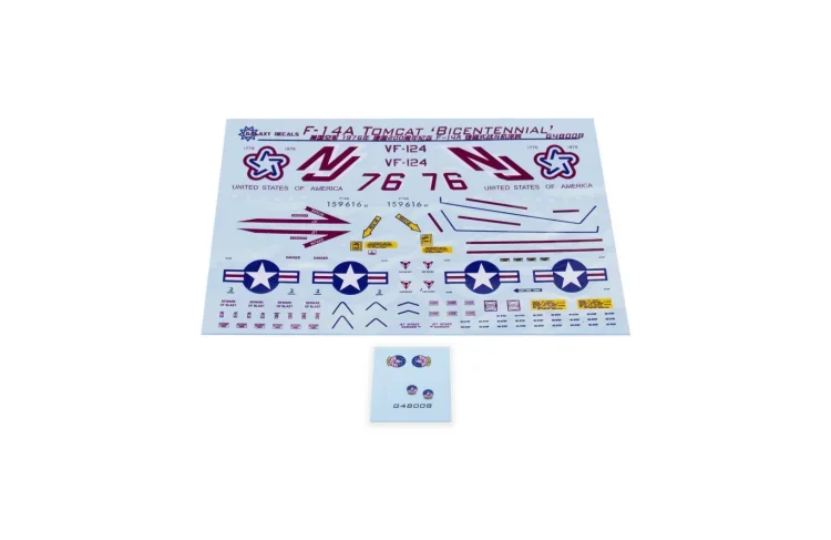 Galaxy G48008/G72009 1/48 1/72 F-14A VF-124 Bicentenario americano Ann. Calcomanías de máscara Esquema de pintura 1976 para Tamiya 61114/GWH L7206 - imagen 4