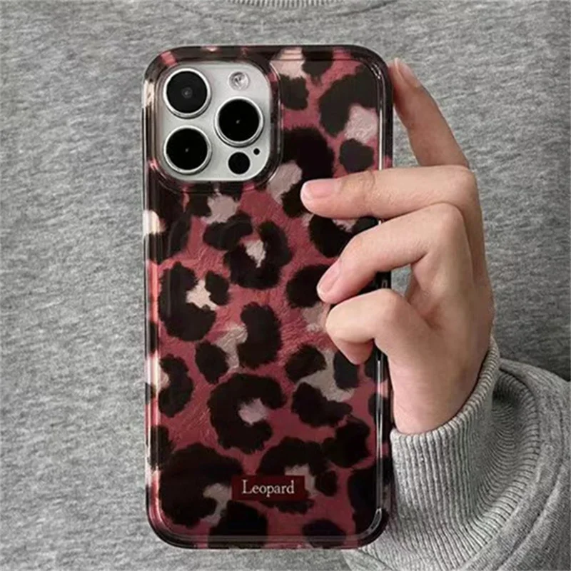 Funda de teléfono con estampado de leopardo rosa y negro para IPhone 16, 15, 14, 13, 11, 12 Pro Max Plus 7, 8 Plus SE 2022, Funda anticaída encantadora - imagen 2