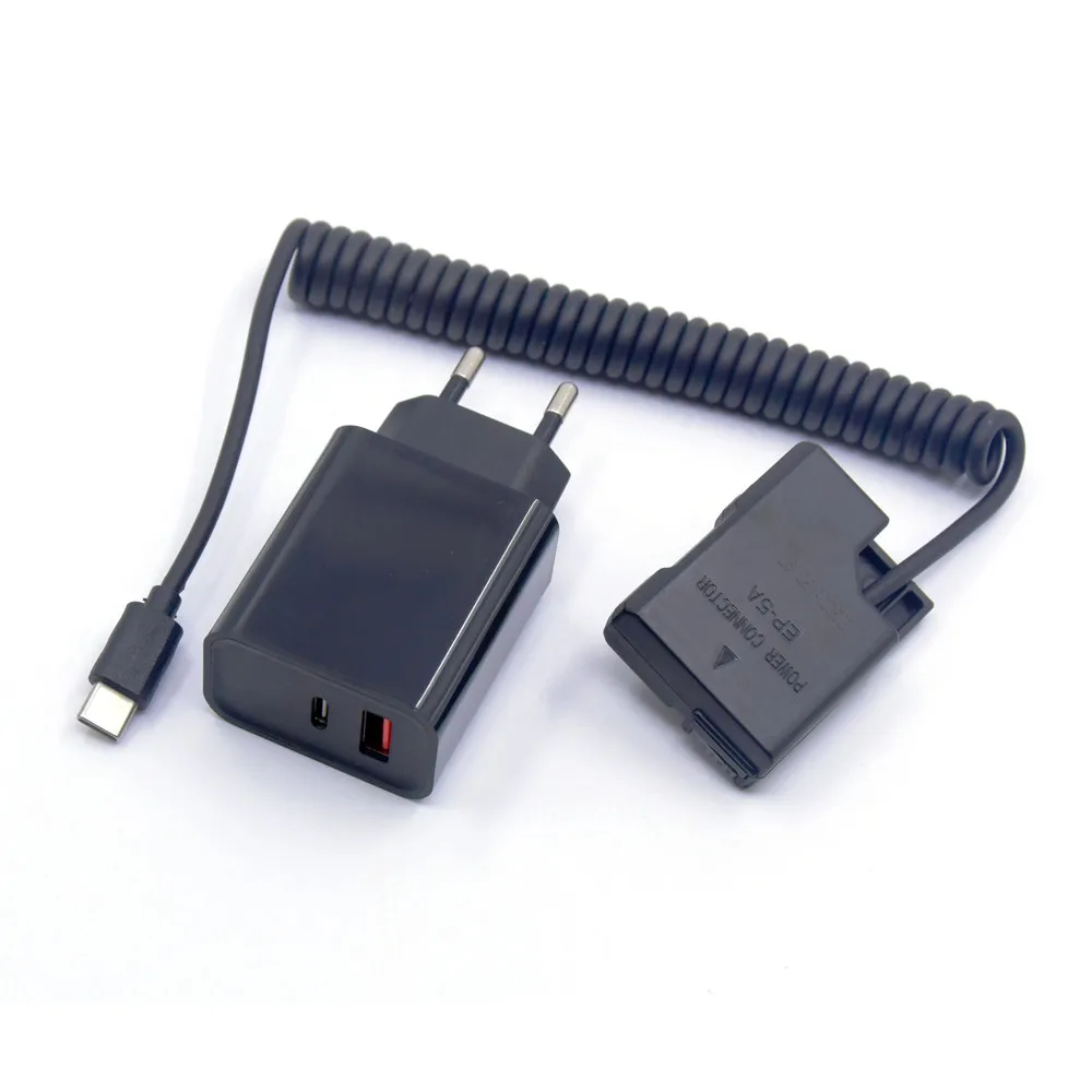 EP-5A EN-EL14 MH-24 batería simulada USB C Cable de banco de energía + cargador PD para Nikon D3200 D3300 D3500 P7000 P7100 D5300 D5500 D5600 - imagen 2