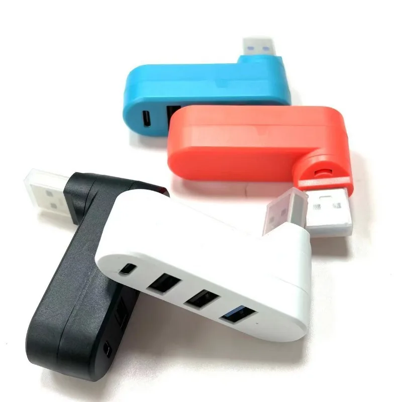Mini adaptador divisor de disco U giratorio 180 °, 4 puertos USB 3,0 2,0 Hub tipo C, transferencia de datos de alta velocidad, para ordenador portátil, MacBook y PC - imagen 3
