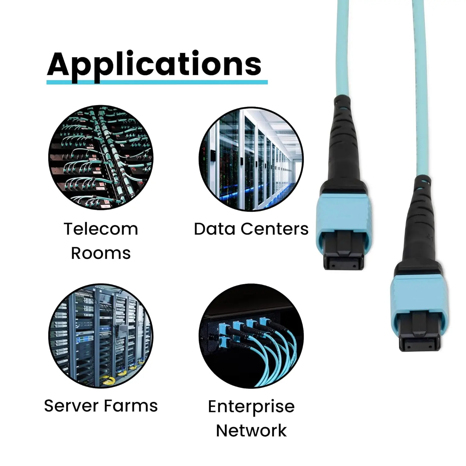 Cable MPO 8 Fibra hembra a hembra MPO-MPO Cable de conexión de fibra óptica multimodo tipo B OM3 - imagen 3